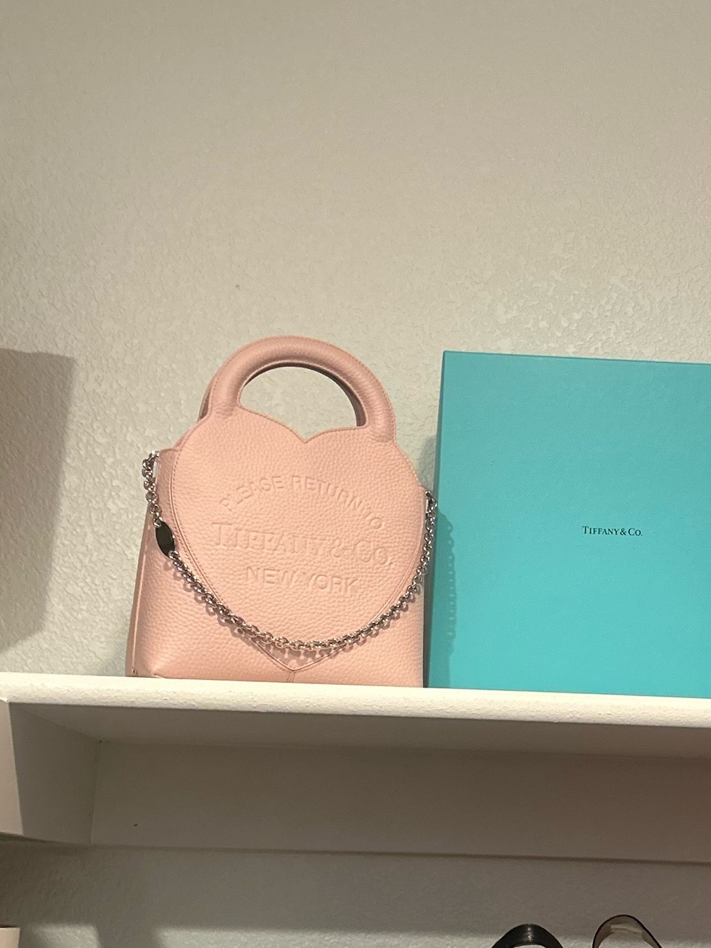 Tiffany & Co. Pink Heart Leather Mini Bag with Chain